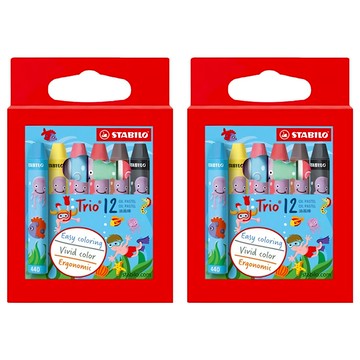 STABILO 思筆樂 三角油性粉蠟筆  12色  2盒