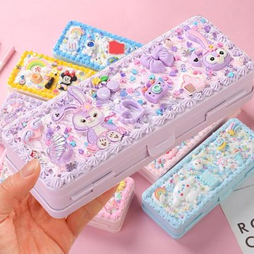 六一兒童奶油膠文具盒手工DIY材料包鉛筆盒袋學生獎品多功能筆筒