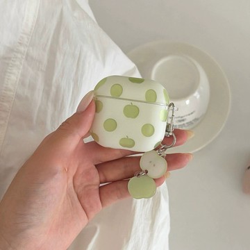 lulu|ins夏日青蘋果綠波點Airpods4/3代耳機殼 適用蘋果Airpodspro3/2磨砂耳機套