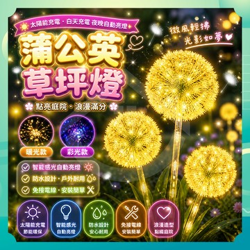 ✨台灣出貨✨蒲公英草坪燈 太陽能燈 太陽能草坪燈 草坪插燈 草坪燈 太陽能戶外燈 太陽能感應燈 防水燈 庭院燈 感應燈
