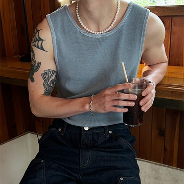 正韓華夫格水洗棉料半寬鬆無袖背心 4色 YUPPIE 預購商品 0520