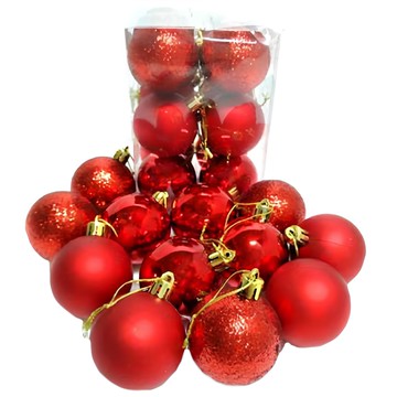 MODACore 摩達客 聖誕樹球飾掛飾 霧亮混款電鍍球 5cm 紅色系 24個