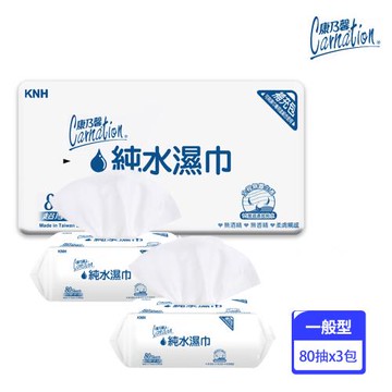 康乃馨純棉質感濕巾超厚補充包 (80抽x3包組)