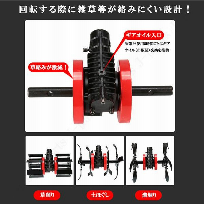 エンジン式 耕うん機 溝切り 草削り 土ほぐし 付替え ヘッド3種付 交換