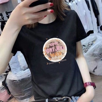 【台灣现貨】100%純棉短袖 女生上衣 夏天短袖 韓版上衣 顯瘦上衣 圓領T恤 短袖T恤 短袖上衣 印花T恤 純棉T恤女