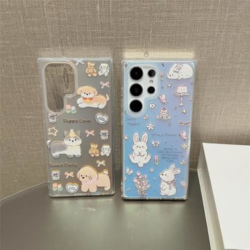 創意花朵兔子小狗適用三星GalaxyS24手機殼S23+/S22Ultra可愛少女A55全包A34/A23A全包防摔14/A05S防滑保護套