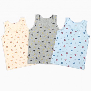 韓國 Mellisse - 韓製莫代爾棉混紡背心(男寶)-漫畫英雄-黃X灰X藍-三件組