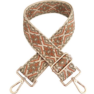 Mandalic 提花圖案可調節包包背帶 卡其+棕色 1入  卡其色+棕色  1個