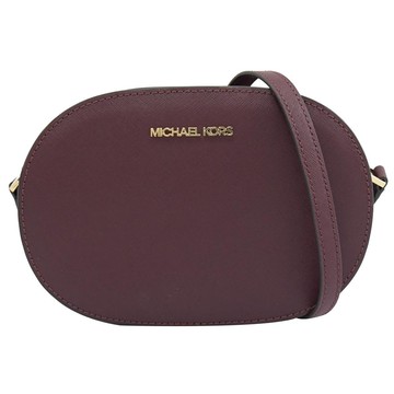 MICHAEL KORS JET SET TRAVEL 防刮拉鍊斜背包.酒紅