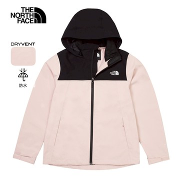 The North Face北面女款粉色防水透氣可調節收納連帽衝鋒衣｜88FYLK6