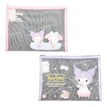 小禮堂 Sanrio 三麗鷗 網紗扁平多功能收納包 (生活款) 美樂蒂 酷洛米