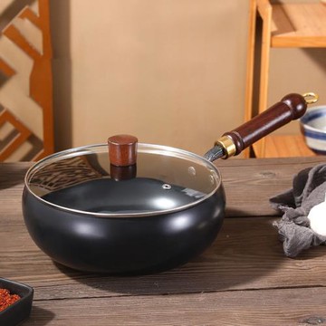 鐵鍋古法大肚鍋家用加深炒菜鍋奶鍋無涂層平底炒鍋手工不粘鍋燉鍋