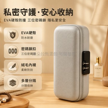 台灣出貨✨ EVA硬殼密碼收納包 三位鎖扣保密袋 絨內襯防刮整理盒 桌面隱蔽置物