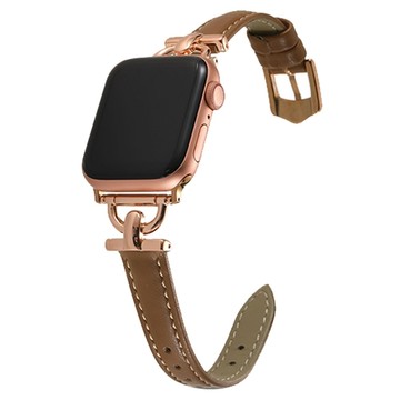 DAYA D型細款皮革錶帶  Apple Watch 42/44/45/49mm  焦糖棕  1條