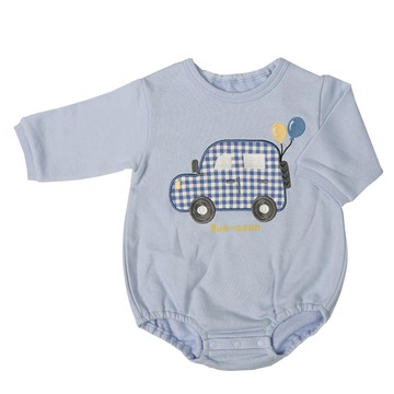 akachan honpo - 長袖外出包屁衣-立體造型-淺藍色