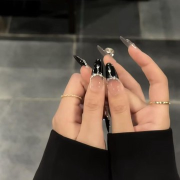 💗Yuki Nail💗新款暗黑高階法式爆閃黑色貓眼辣妹輕奢美甲氣質穿戴顯白氛圍感