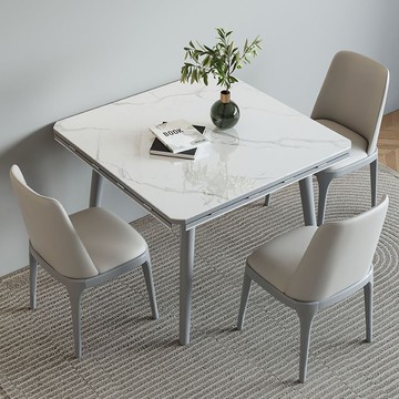 【臺灣公司 可打統編】免運 四方桌椅 八仙桌椅 小戶型家用輕奢極簡巖板餐桌簡約現代方桌變圓折疊伸縮餐桌椅組合 可開發票 全館六折 工廠現貨直銷 新品特價 c1085