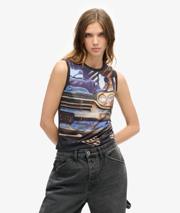 Superdry Women's Women's Sub Print Vest Top Multiple Colours / Car Aop - Size: 16 Size: 12
