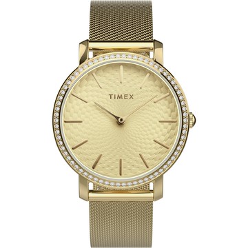 【TIMEX】天美時 復刻系列  水晶錶圈仕女手錶 ( 金 TXTW2V52200)