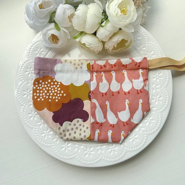 童趣鴨子拼布棉布束口袋抽繩袋