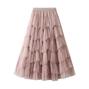 現貨+預購 網紗裙百褶裙半身裙長裙洋裝透氣休閒大尺碼女裝-重工釘珠高腰紗裙女裙子6色74jc17【獨家進口】【米蘭精品】