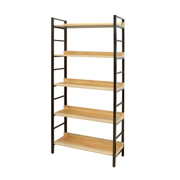 JP Kagu 台灣製工業風五層置物架 -寬90cm(展示架/收納架)木紋灰