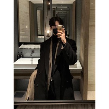 碧舍秋冬毛呢大衣男長款高級感輕熟呢子外套韓系潮流百搭帥氣簡約