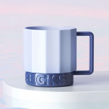 星巴克杯子2025幾何元素系列藍色幾何線條陶瓷桌面馬克杯節日禮物