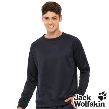 【Jack Wolfskin 飛狼 】男 石墨烯厚刷毛保暖衣 圓領大學T恤『丈青』
