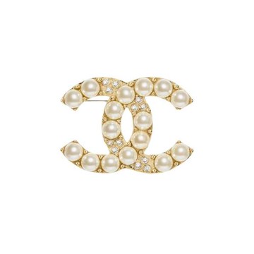 【CHANEL】香奈兒 珍珠胸針/別針 金屬 金色 - ABD737B17215 NZ743
