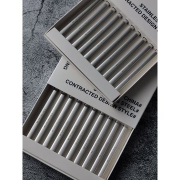 PURFI PERLI 高檔砂光質感 316不銹鋼 方形筷子家用筷子 干凈衛生