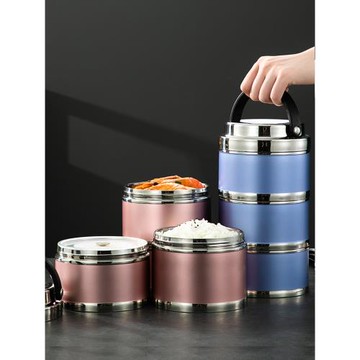 304不銹鋼保溫飯盒真空超長多人用上班族便攜紅藍色多層盒桶學生