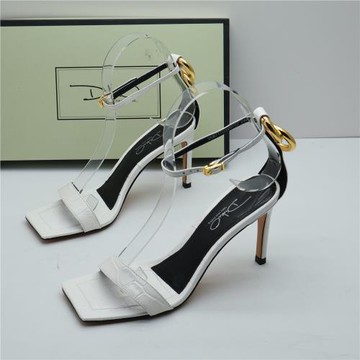 diduo迪朵撤柜夏季高跟真皮石頭紋外穿高跟方頭一字帶通勤女涼鞋