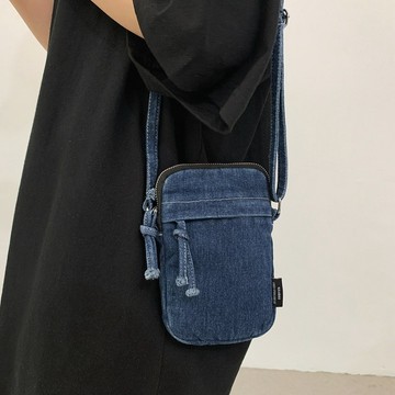 日系牛仔布手機包拉鍊小包包2026休閒復古睿營單肩斜挎包包女