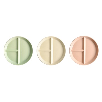 Homely Zakka 北歐啞光釉陶瓷分隔餐盤3件組  20 x 20 x 2.5cm  奶茶色 + 奶黃色 + 奶油綠  1組