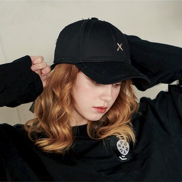 不收邊豹紋拼接彎簷帽