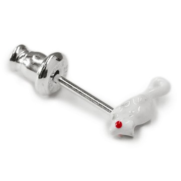 e.m.日本空運~逼真小白鼠 細膩手工造型 純銀耳環(單個)