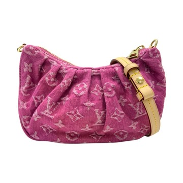 LOUIS VUITTON LV 路易威登 桃紅色 原花 丹寧 Pochette Valley 肩背包 M28327 【二手名牌BRAND OFF】