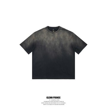 GPstudio美式復古320g重磅漸變短袖T恤男水洗純棉潮牌夏季半袖衫