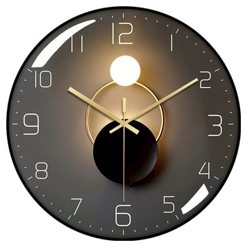 SUNORO 時尚超薄邊框靜音掛鐘 黑框A款  黑色