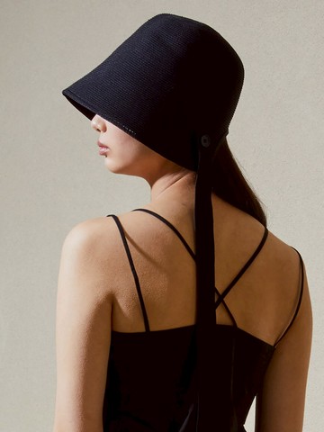 Raphia Wide Hat Black