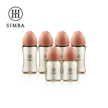 Simba 小獅王辛巴 - 蘊蜜鉑金PPSU寬口防脹氣奶瓶(4中2小)-新生適用-覓粉
