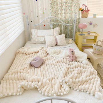女神午睡毯辦公室小毯子加厚毛毯被子披肩毯毛球法蘭絨沙發毯女生