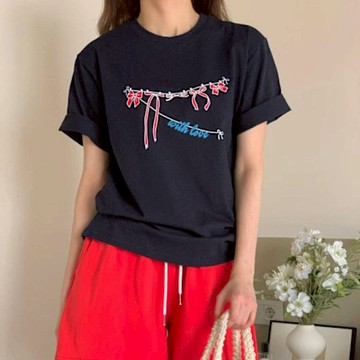 正韓T恤 蝴蝶結五分袖T恤FIE1097-創翊韓都