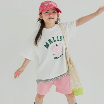 韓國 W.S.B. - 網球俱樂部純棉短袖套裝-白X粉