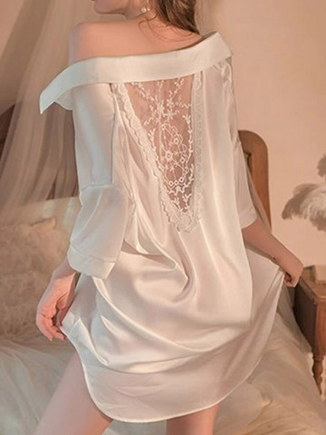 性感睡衣春秋款女2025新款男友風冰絲襯衫睡裙薄款純欲風夏可外穿鑫弘-素時衣櫥