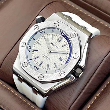 新款品牌簡約手表男士防水夜光潮流時尚石英非機械表硅膠帶大表盤