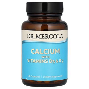 Dr. Mercola, 鈣，含維生素 D3 和維生素 K2，30 粒膠囊