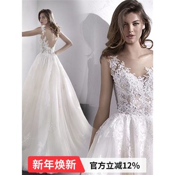 季末特惠 性感蕾絲深V領大拖尾公主新娘法式婚紗禮服w2282批發