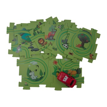 拼圖軌道車  恐龍/陸地/海洋/太空  5件組/15件組  塑料電子元件  陸地基礎8片拼圖  1組  7 x 4 x 3.5cm